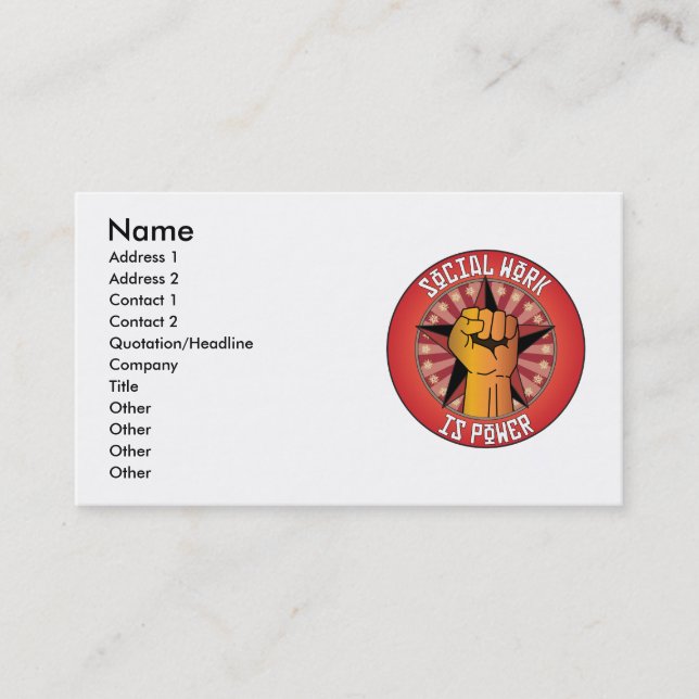 Social Work Is Power Business Card (Front)