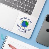Social Work Makes The World Go Round Quote Sticker (Laptop w/ iPhone)