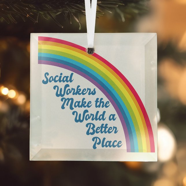 Social Work Rainbow Beautiful Christmas Gift Glass Ornament (Creator Uploaded)