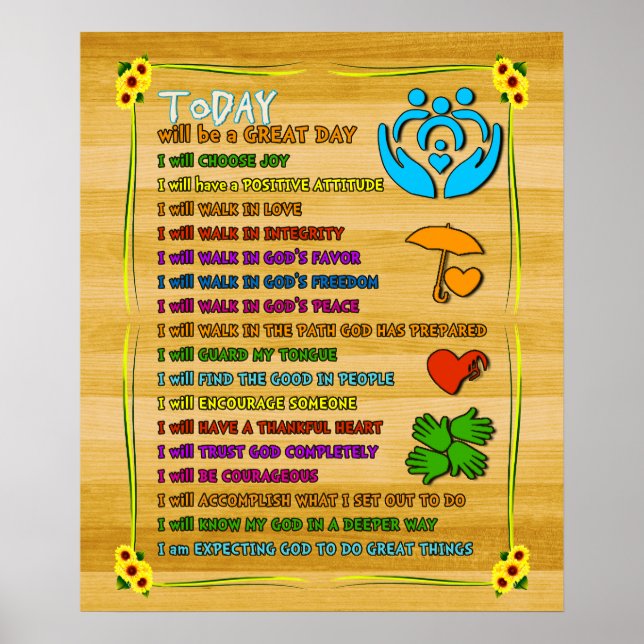 Social Work Today Will Be A Great Day Motivational Poster (Front)