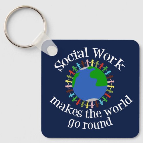 Social Work World Personalized Social Services Keychain