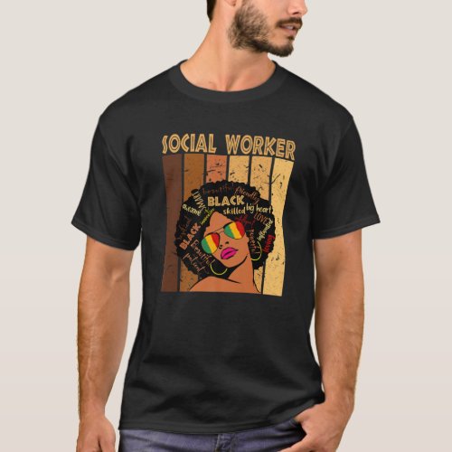 Social Worker Afro African American Black History T_Shirt