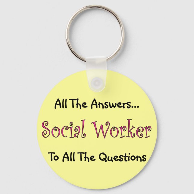 Social Worker "All The Answers" Keychain (Front)
