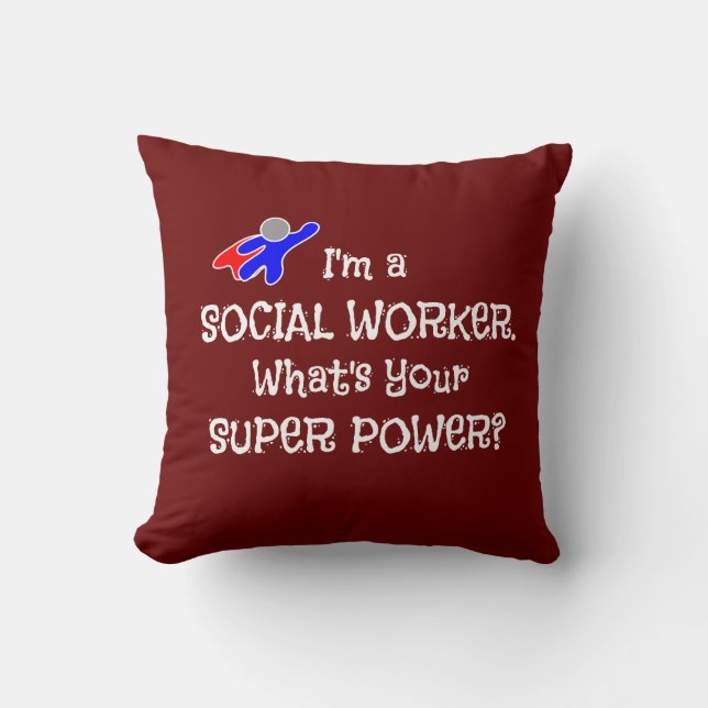 Social Worker and Super Hero Throw Pillow (Front)