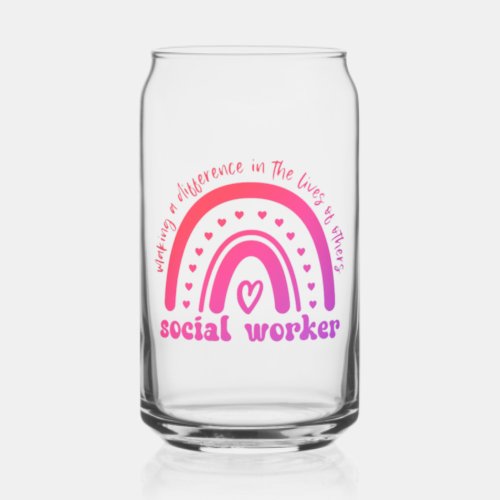 Social Worker Appreciation and Graduation Can Glass