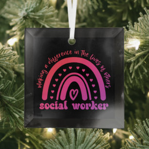 Social Worker Appreciation and Graduation Glass Ornament
