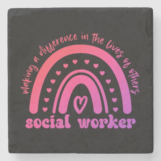 Social Worker Appreciation and Graduation Stone Coaster (Front)