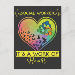 Social Worker Appreciation Cute Butterfly Heart Postcard