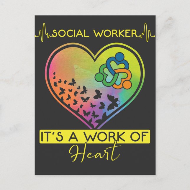 Social Worker Appreciation Cute Butterfly Heart Postcard (Front)
