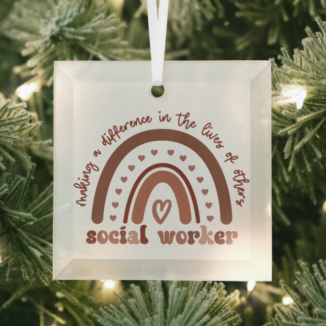 Social Worker Appreciation Graduation Gifts Glass Ornament (Insitu)