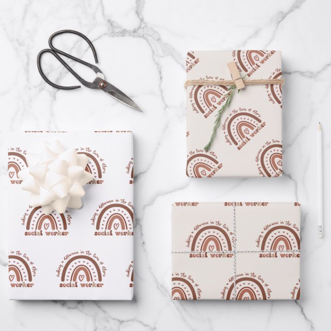 Social Worker Appreciation Graduation Gifts Wrapping Paper Sheets (Front)