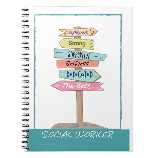 Social Worker Appreciation Thank You Caring Strong Notebook (Front)