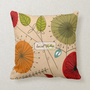 Social Worker Artsy Floral Throw Pillow