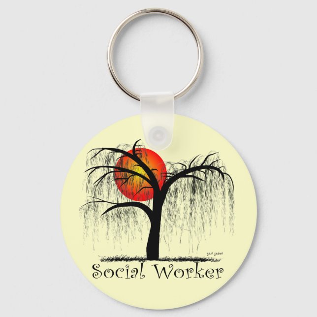 Social Worker Artsy Tree Gifts Keychain (Front)