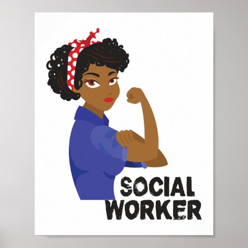 Social Worker Black Rosie School Gift Mental Poster