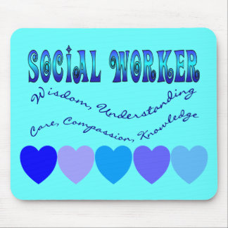 Social Worker BLUE HEARTS Mouse Pad