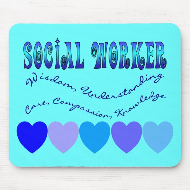 Social Worker BLUE HEARTS Mouse Pad (Front)