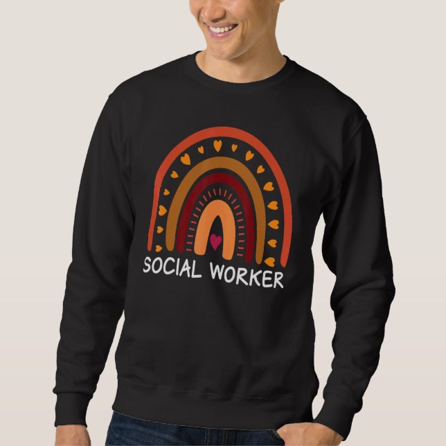 Social Worker Boho Rainbow Back To School Apprecia Sweatshirt (Front)