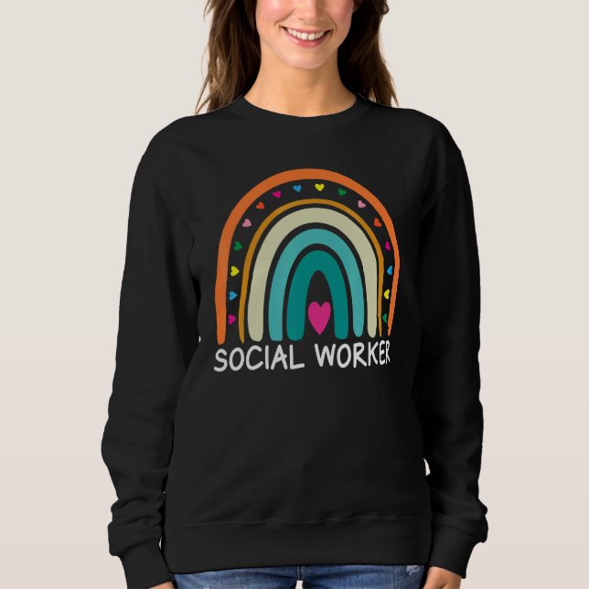 Social Worker Boho Rainbow Back To School Apprecia Sweatshirt (Front)