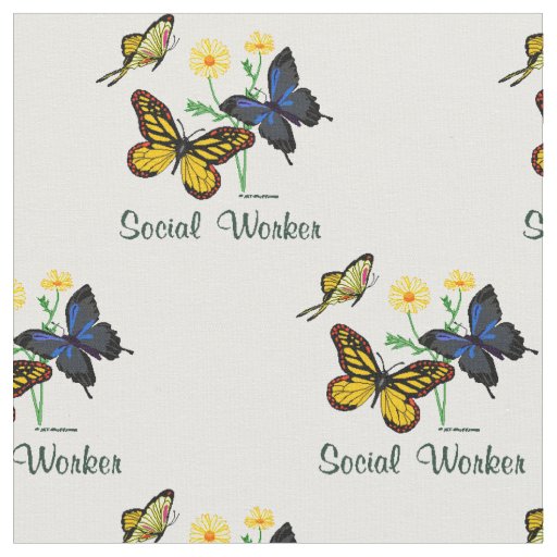 Social Worker Butterflies Fabric
