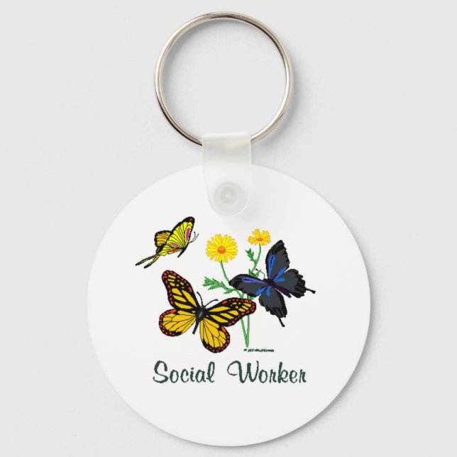 Social Worker Butterflies Keychain (Front)