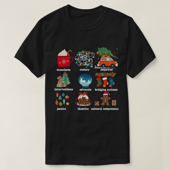 Social Worker Christmas Retro T-Shirt (Design Front)