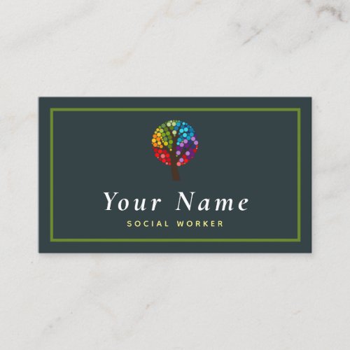 Social Worker Colorful Tree Forest Nature Modern Business Card