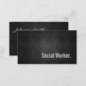 Social Worker Cool Black Metal Simplicity Business Card (Front/Back)