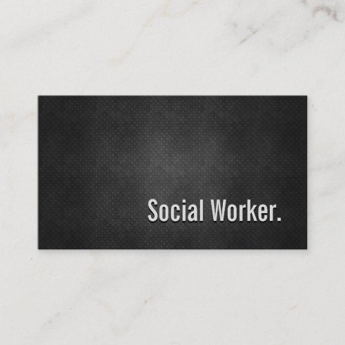 Social Worker Cool Black Metal Simplicity Business Card Template
