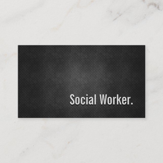 Social Worker Cool Black Metal Simplicity Business Card (Front)