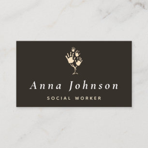 Social Worker Counselor Therapist Hands Tree Gray Business Card