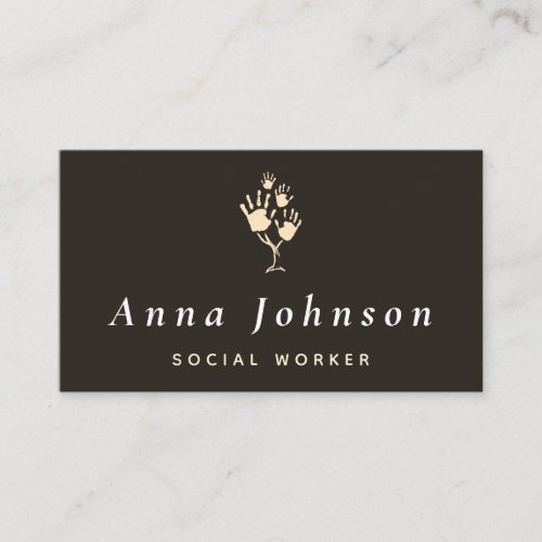 Social Worker Counselor Therapist Hands Tree Gray  Business Card
