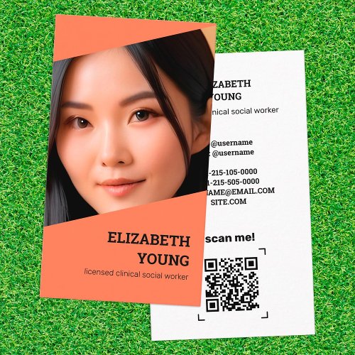 Social Worker Custom Photo and QR Business Card