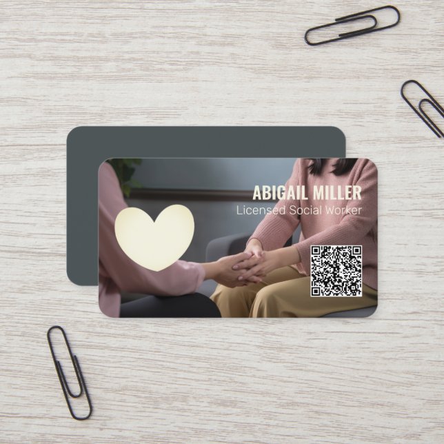 Social Worker Custom QR Business Card (Front/Back In Situ)