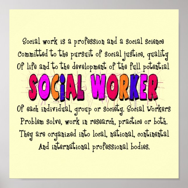 Social Worker Definition Art Poster (Front)