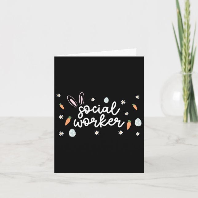 Social Worker Easter School Social Work Bunny Eggs Card (Front)