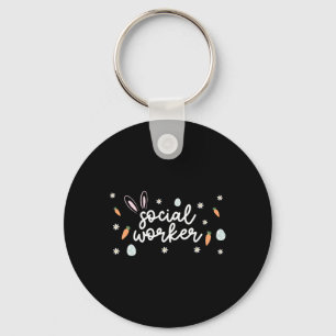 Social Worker Easter School Social Work Bunny Eggs Keychain