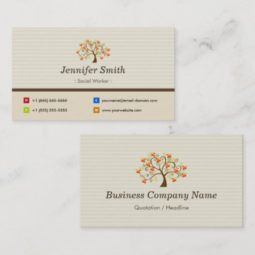 Social Worker - Elegant Tree Symbol Business Card | Zazzle