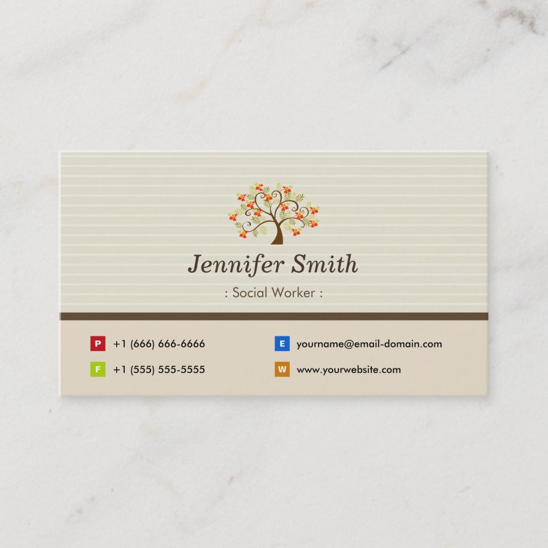 Social Worker - Elegant Tree Symbol Business Card | Zazzle