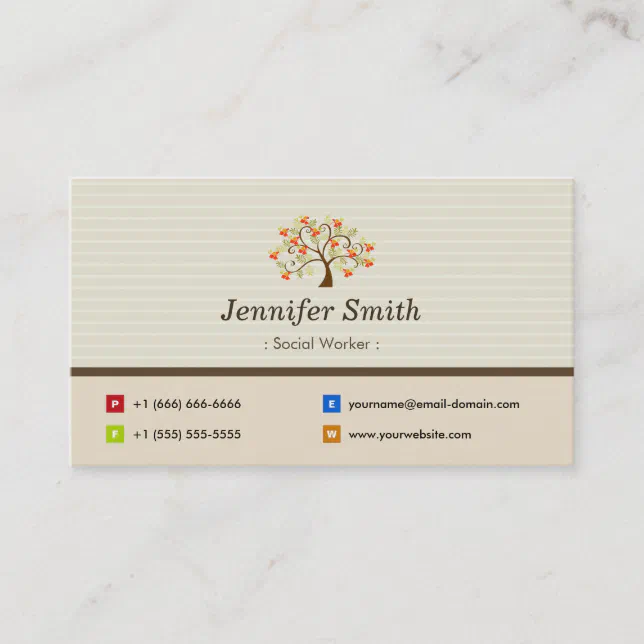 Social Worker - Elegant Tree Symbol Business Card | Zazzle