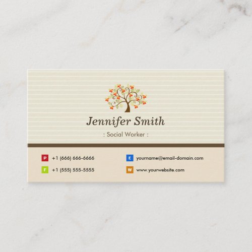 Social Worker - Elegant Tree Symbol Business Card Template