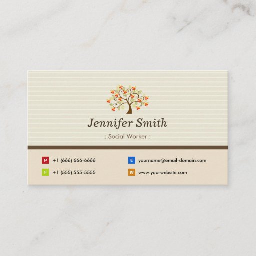 Customizable Social Worker - Elegant Tree Symbol Business Card Template