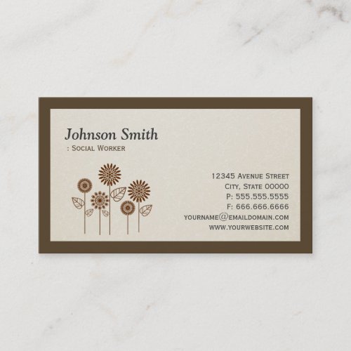 Social Worker _ Elegant Tree Symbol Business Card