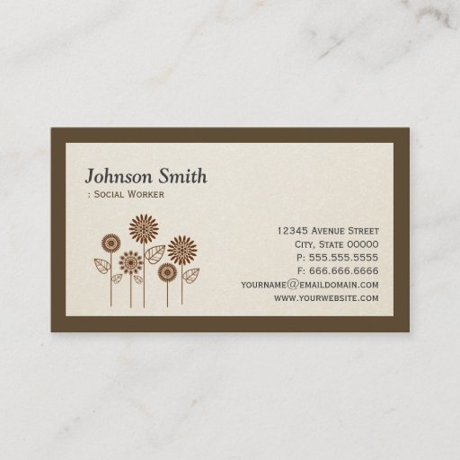 Customizable Social Worker - Elegant Tree Symbol Business Card Template