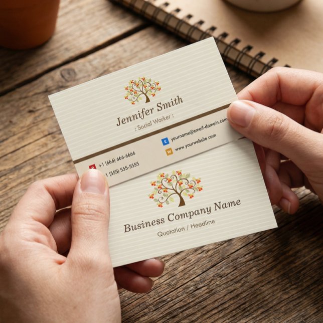 Social Worker - Elegant Tree Symbol Business Card (Creator Uploaded)