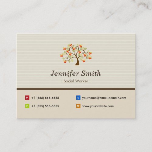 Social Worker _ Elegant Tree Symbol Business Card