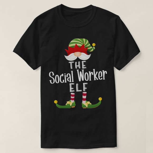 Social Worker Elf Group Christmas Funny Pajama Par T-Shirt (Design Front)