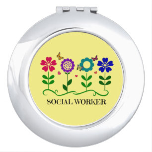 Social Worker...Flowers, Hearts, and Butterflies. Compact Mirror
