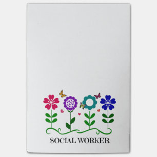 Social Worker...Flowers, Hearts, and Butterflies Post-it Notes