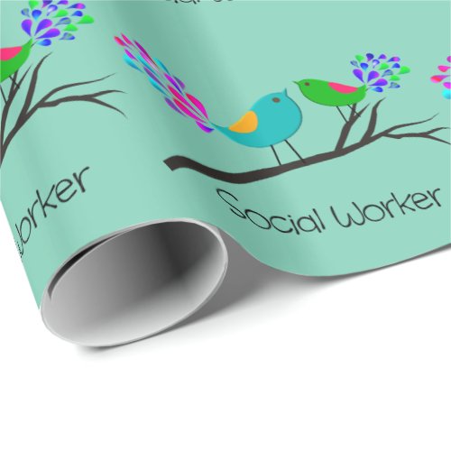 Social Worker Gift Wrap Vintage Birds